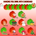Dettaglio dei decori a spirale natalizi e 10 ciondoli festivi assortiti in cartoncino - 20 Carte Doppia Faccia + 20 Spirali Singole + 10 Spirali Doppie + Ganci