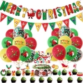Set decorazioni natalizie con striscioni, palloncini colorati e topper per torte - Kit B (Senza Spirali)