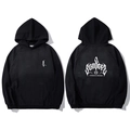 Sweat à capuche noir surdimensionné pour homme avec broderie gothique blanche - 2XL / Sweat À Capuche Imprimé Gothique (DT3308 Noir)
