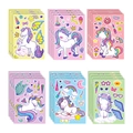 Unicorn DIY sticker set for kids birthday parties featuring 6 colorful patterns - 6 Sheets Set