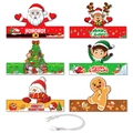 Set di 6 corone natalizie in carta fai-da-te con Babbo Natale e renne per feste bimbi - Set di motivi a cartoni animati a tema natalizio (5276175126702)