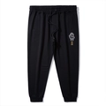 Pantalon de jogging noir pour hommes avec cordon de serrage et broderie tête de mouton - 2XL / Chèvre - Bas / Noir