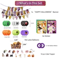 Halloween party decoration set with Happy Halloween banner, balloons, and cake toppers - Halloween Set B (With Stickers)