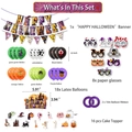 Halloween party decoration set with Happy Halloween banner balloons and cake toppers - Halloween Set C (With Glasses)