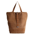 Bolso tote de lona marrón en tonos caramelo con hebilla decorativa para mujer - Marrón