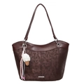 Bolso tote grande de ante sintético marrón oscuro con un bonito colgante de helado - Con Colgante / Marrón