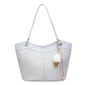Light blue faux leather tote bag with long shoulder straps and ice cream charm - Blue