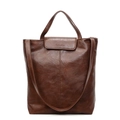 Maillard-Stil braune Leder-Tragetasche mit großer Kapazität und FASHION-Schriftzug - Braun