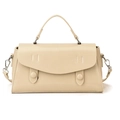 Bolso bandolera blanco crema con asa superior y diseño rectangular minimalista chic - Blanco Roto