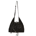 Grande borsa tote retrò stile punk nera con borchie metalliche e dettagli zip - Nero