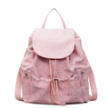 Zaino rosa casual con paillettes a stella d'argento e tasche laterali con cerniera - Rosa