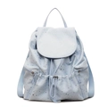 Zaino celeste con stampa a stelle argentate con chiusura a coulisse e tasche laterali - Blu