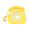 Retro telephone shaped handbag in bright yellow patent leather with dial detail - Yellow