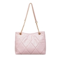 Borsa tote trapuntata rosa con eleganti tracolle a catena dorata per donna - Rosa