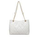 White large capacity tote bag with diamond quilted leather and gold chain straps - Off White