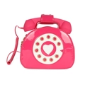 Bolso creativo rosa vintage con forma de teléfono en cuero de charol brillante - Rosa rojo