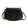 Bolso vintage negro tipo montura con detalles fruncidos y herrajes dorados elegantes - Negro
