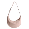 Sac bandoulière demi-lune rose pâle avec texture litchi et boucle en argent fin - Rose