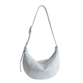 Sac bandoulière demi-lune bleu clair minimaliste avec bandoulière réglable en cuir - Bleu