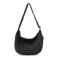 Minimalistische schwarze Umhängetasche aus Segeltuch mit verstellbarem Riemen für Damen - Schwarz