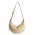 Minimalist cream white half-moon hobo bag with adjustable silver buckle strap - Yellow