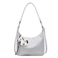 Sac bandoulière gris clair en forme de lune avec breloque cheval et perles décoratives - Avec Pendentif / Bleu