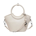 Bolso cubo de cuero crema con colgante de corazón plateado y relieve NO FILTER de moda - 22x9x12cm / Negro