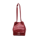 Minimalistische tiefrote Beuteltasche mit gewebter Tasche und verstellbarem Riemen - Burgunderrot