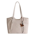 Sac fourre-tout beige chic en similicuir avec un élégant pendentif cheval à bascule - Blanc