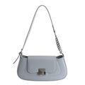 Borsa baguette minimalista grigio-azzurra con catena argentata e fibbia in metallo - Blu Chiaro