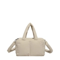 Beige gesteppte Puffer-Tasche mit gepolsterten Griffen und verstellbarem Gurt - Khaki