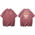 Oversize Vintage Baumwoll-T-Shirt in Altrosa mit Retro-Rückendruck und Frontlogo - 7XL / Ziegelrot