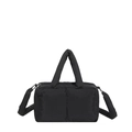 Klassische schwarze gesteppte Puffer-Tasche mit Textur und verstellbarem Gurt - Schwarz