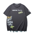 Charcoal grey oversized T-shirt with street style graffiti print and crew neck - Space Gray
