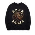 Felpa streetwear nera con rinoceronte di strass e lettere gotiche dorate - 2XL / Nero