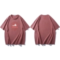 Oversize Baumwoll-T-Shirt in Acid-Wash Ziegelrot mit Schneeberg-Grafikdruck - 7XL / Ziegelrot