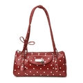Borsa a spalla in vernice rossa a pois bianchi con fiocco decorativo sul lato - Rosso