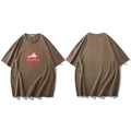 Oversize Vintage T-Shirt aus gewaschener brauner Baumwolle mit Berg-Abenteuer-Grafik - 3XL / Khaki