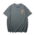 Dark grey oversized t-shirt featuring double snake print and circular gold sleeve logo - XL / Dark Green