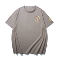 Khaki cotton t-shirt with golden double snake graphic and logo in a flat lay view - Light Coffee