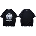 Schwarzes Herren T-Shirt im Loose Fit mit farbwechselnden Buchstaben und Grafik - 2XL / Schwarz
