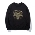 Sweat-shirt noir pour hommes avec imprimé tête de léopard doré et graphismes streetwear - 2XL / Noir