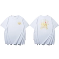 Weißes Polarbär-Print-T-Shirt in lockerer Passform mit Vorder- und Rückansicht - XL / Weiß