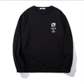 Sweat-shirt noir pour homme avec imprimé vert sur la poitrine et bords-côtes - 2XL / Noir (DT52117)
