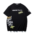 Übergroßes schwarzes Baumwoll-T-Shirt mit Graffiti-Buchstaben und Rundhalsausschnitt - XL / Schwarz