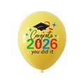 Yellow 2026 graduation latex balloon with Congrats you did it text and mortarboard icon - Yellow