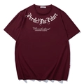 T-shirt homme grande taille bordeaux en coton avec impression graphique blanche élégante - XL / Bordeaux