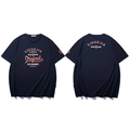 T-shirt oversize blu scuro con stampa vintage arancione sul davanti e sul retro - 3XL / Blu navy