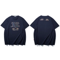 T-shirt oversize bleu marine avec imprimés graphiques réfléchissants au style vintage - XL / Bleu marine