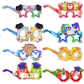 Set of 8 colorful paper graduation party glasses with Congrats Grad and 2026 motifs - Graduation Theme Set (8 Designs)